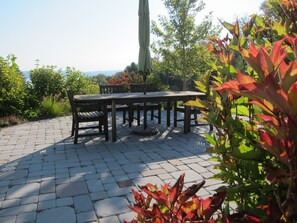 The lower patio, a cozy spot for a meal