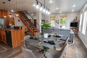 Dining area with views of the river and Cabinet mountains.