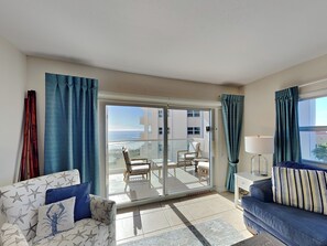 Living Area - Views of Gulf from Private Balcony