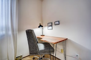 Work desk and chair.