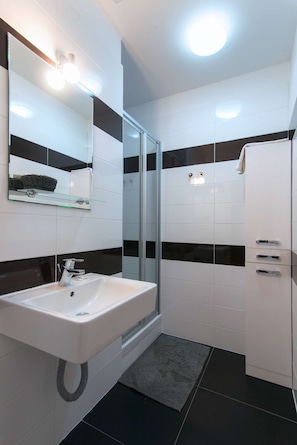 Ensuite private bathroom with shower for room B1