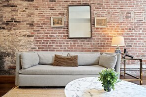 Comfy couch in our living room space 