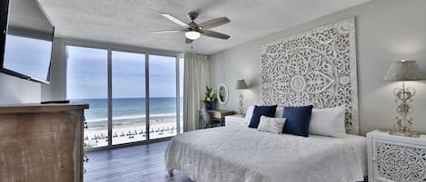 Gulf front master bedroom with a king size bed.