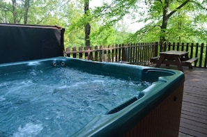 View of Hot Tub on the private deck of Cabin #5