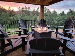 Enjoy gorgeous evening sunsets and conversation around the fire.