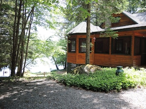 cabin overlooking water