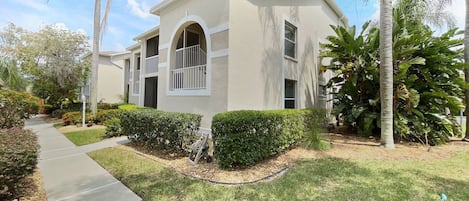 Front view of this second story corner unit in Stoneybrook.