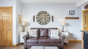 Living room with pullout sleeper sofa.