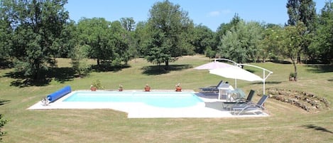 View of heated pool and grounds.