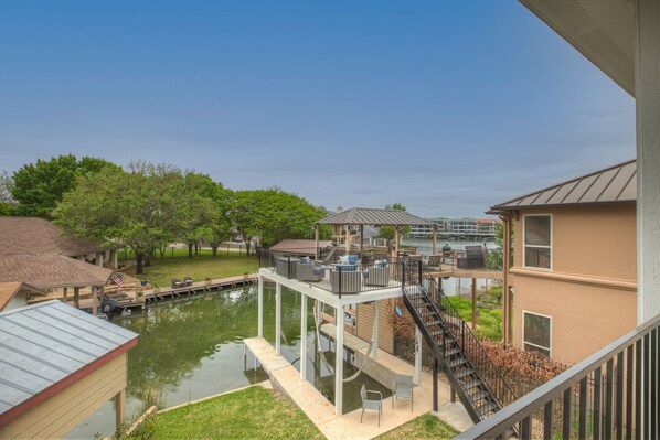 Stunning Lake view from upper level balcony. Please Note: Boat slip is not available for guest use