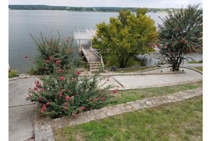 This paved walkway to the private dock is a mostly gently-graded slope