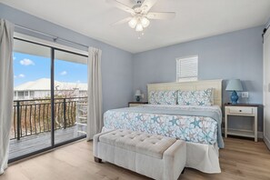 Master bedroom with king sized bed