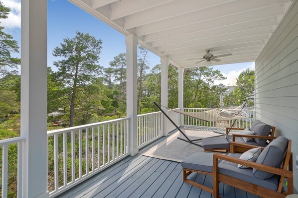 Relax on the 2nd floor private balcony with hammock off of master suite