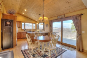 Dining and Kitchen area with views of Rangeley Lake