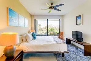 Bedroom 1 also has a TV & soothing decor to relax & unwind anytime you need