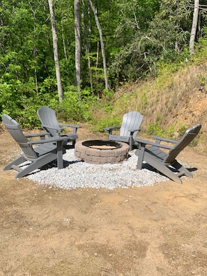 Firepit on side of house