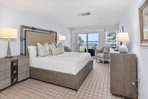 There are two outdoor balconies with water views -- one in the master suite and one in the living room.