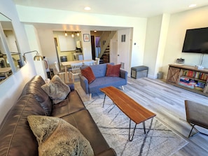 Open, flowing floor plan in main living area.