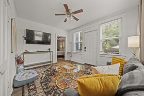 Cozy living room perfect for binging your favorite shows!