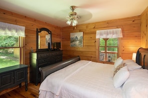 King bed on main level - this picture shows former headboard and footboard.