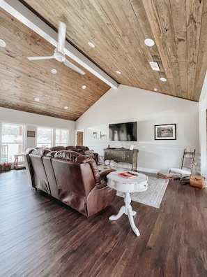 Vaulted ceiling living room.