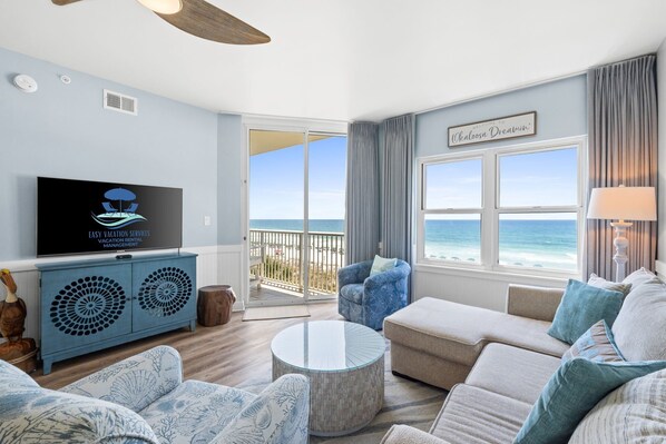 Living Area - Beach Views - Balcony Access - Cable & Smart TV