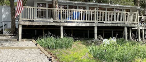 View of cabin/deck from shoreline