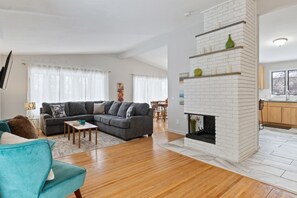 Bright welcoming open concept living room