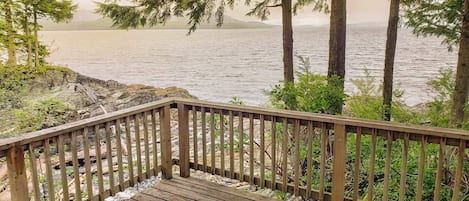 Private deck with propane grill.