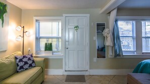 Front main door of your Cozy Beach Getaway!