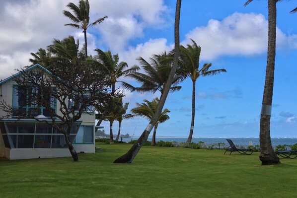 View of the 2-story cottage on the beach. Each cottage has 4 units.