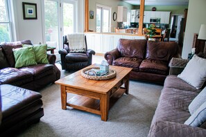Large family room opens to kitchen