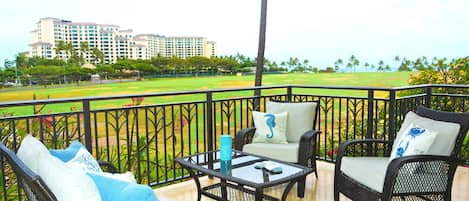 View from the lanai to ocean. Peaceful and tranquil to sip your morning coffee