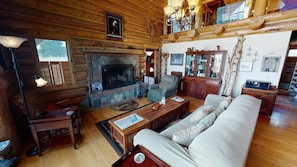 Relax by the wood burning fireplace all season long.