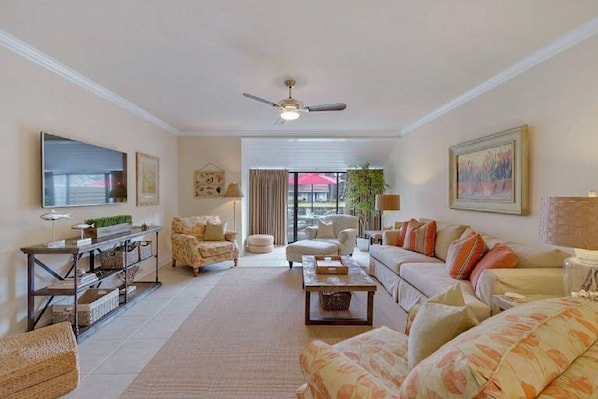 Another view of family room with large flatscreen TV