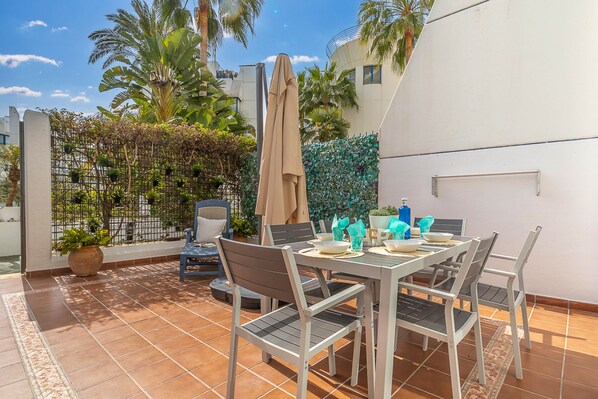 Lovely terrace with access to the pool