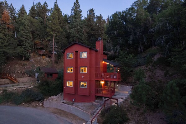 Cabin View, surrounded by towering trees and seclusion.