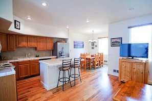 The open space of the first floor allows for everyone to feel together.