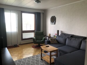 Living room with lake view