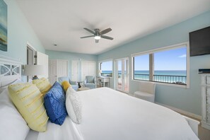 Stunning, gulf front master bedroom with panoramic views.