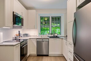 You and your guests can eat out or cook a meal in the newly remodeled, fully-stocked kitchen