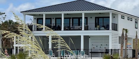 View from the beach to the house