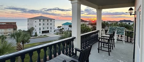 View of Gulf at sunset from 3rd floor balcony