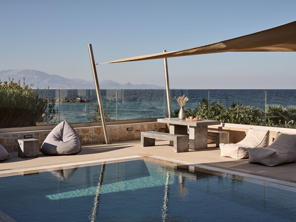 The sublime villa features captivating sea side views. 