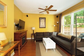 Living area, TV does not have cable, only streaming platforms. 