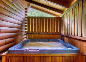 Hot tub on back deck.