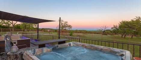 View from the deck hot tub at twilight!