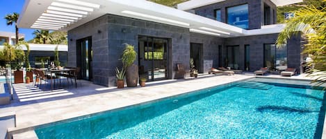 Water, Sky, Plant, Property, Blue, Swimming Pool, Azure, Shade, Building, Architecture