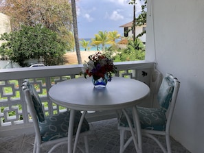 The balcony enjoys the shade later in the day.