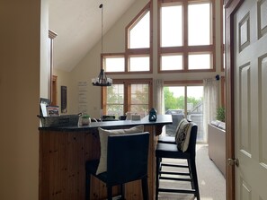 Kitchen counter. Perfect for entertaining while cooking.